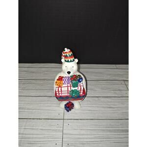 Christmas Holiday Vintage Polar Bear Candle With Presents Collectible Home Decor